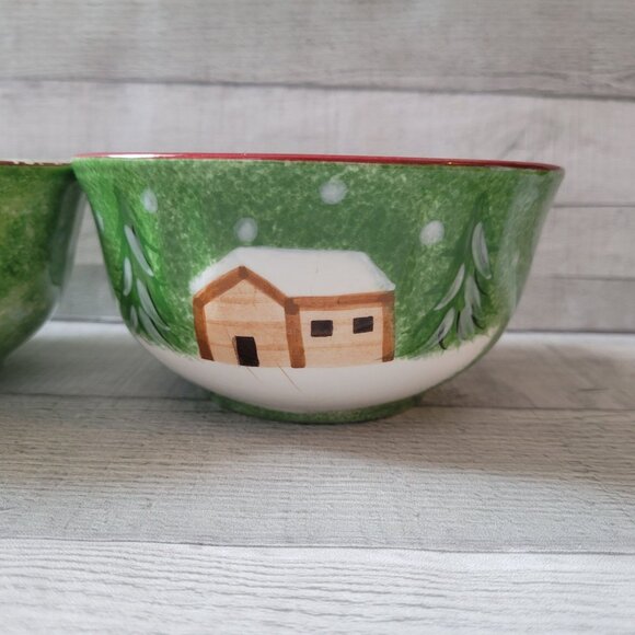 The Cellar Holiday Cabin Ceramic Bowls Set Of 2 - Picture 3 of 11